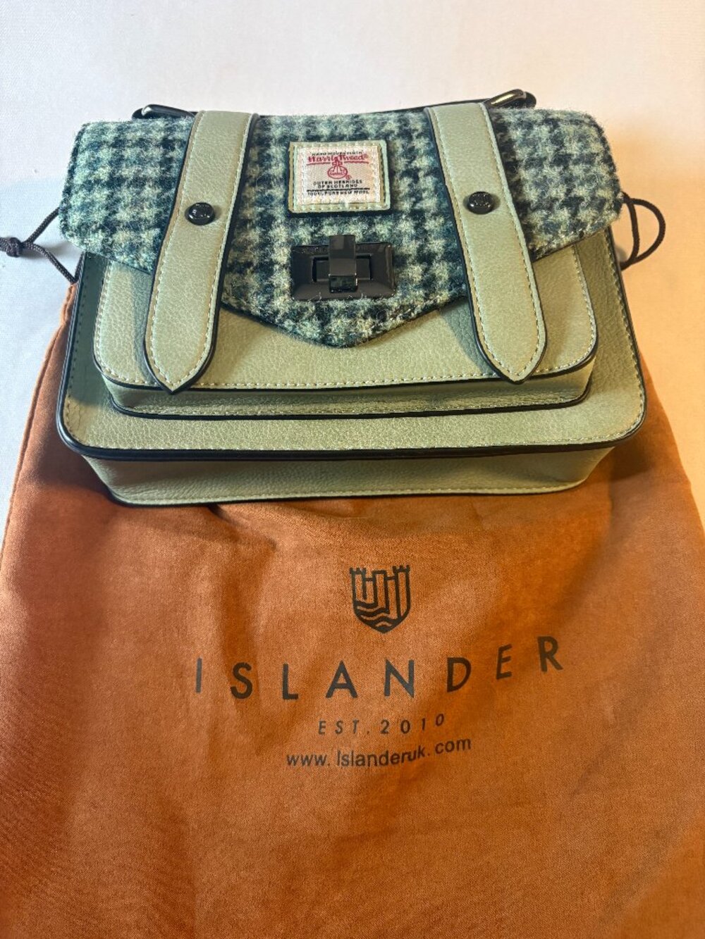 Harris Tweed Light Green and Tweed Islander Mini Purse
